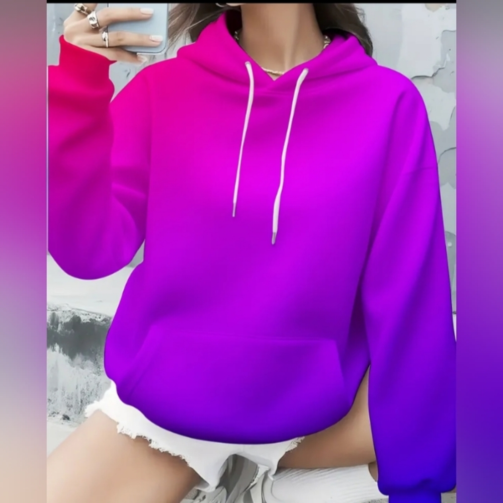 Gradient Pink and Purple Women's Hoodie Size Lg